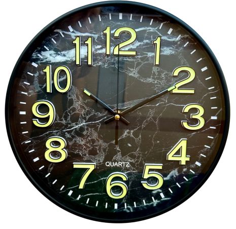 Фосфорные настенные часы Бесшумные (30 см) Светящиеся Ph-06-B черные