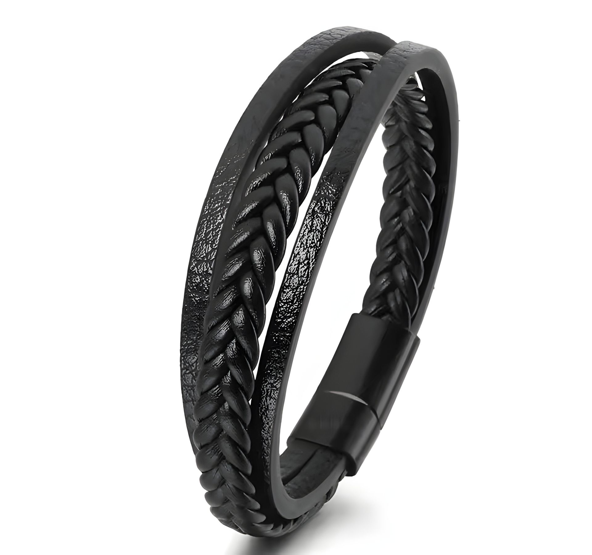 Браслет-плівка шкіряний на застібці чоловічий жіночий плетіння 1 шкіра чорний Браслет-плівка шкіряний на застібці чоловічий жіночий плетіння 1 шкіра чорний