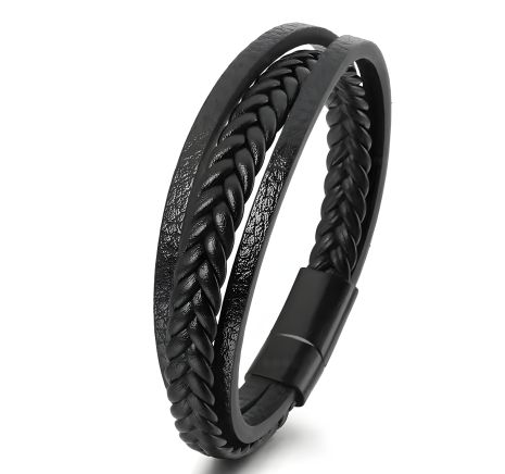 Браслет-плівка шкіряний на застібці чоловічий жіночий плетіння 1 шкіра чорний Браслет-плівка шкіряний на застібці чоловічий жіночий плетіння 1 шкіра чорний