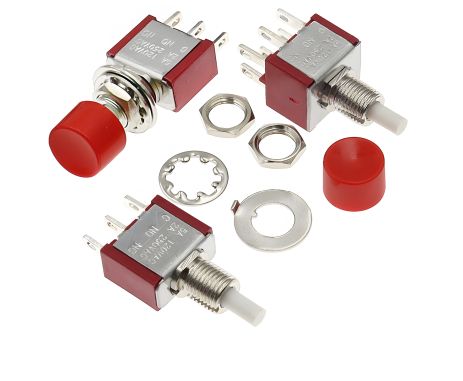 Вимикач Кнопка на 3 контакти 2А 220 В, біла Вимикач Кнопка на 3 контакти 2А 220 В, біла