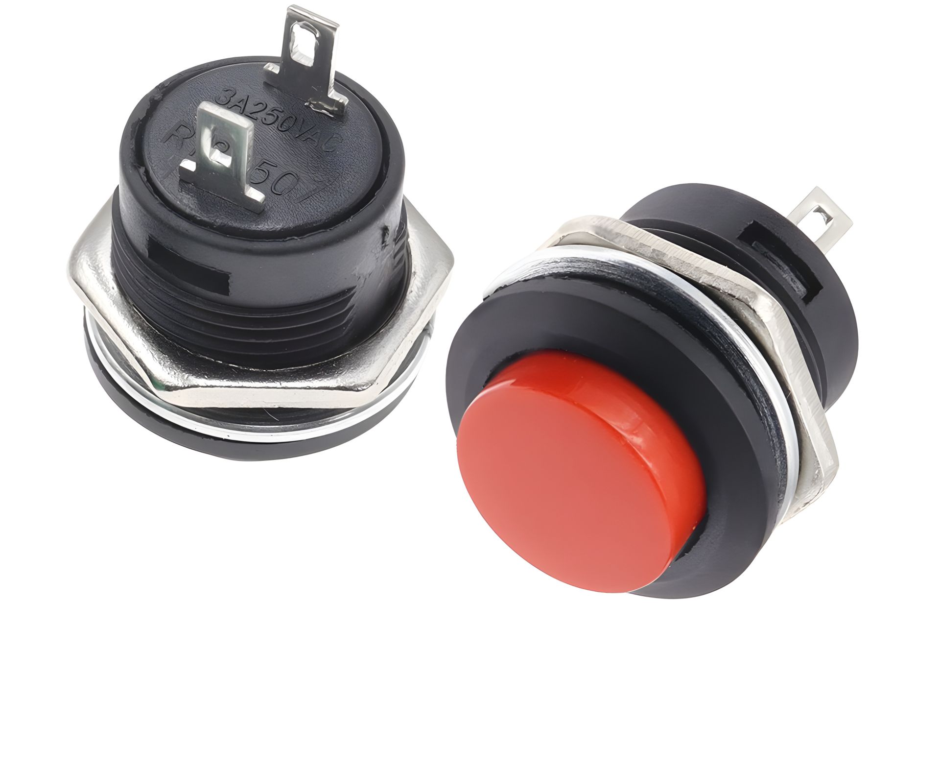 Кнопка без фиксации на 2 контакта 3а 220в белая Кнопка без фиксации на 2 контакта 3а 220в белая