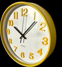 Настінний годинник безшумний 30 см, OH-252 жовтий кварцовий