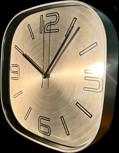 Безшумний Настінний годинник (30 см) OH-121-G QUARTZ металевий, коричневий тауп, бронзовий