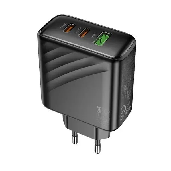 Мережевий зарядний пристрій Hoco CS26A, 2Type-C, 1USB, PD, QC, 45W, Чорний Мережевий зарядний пристрій Hoco CS26A, 2Type-C, 1USB, PD, QC, 45W, Чорний