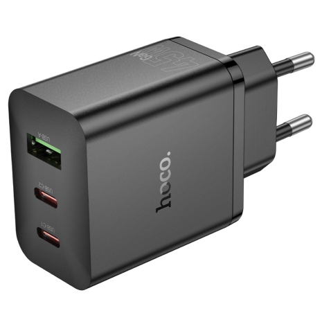 Мережевий зарядний пристрій Hoco N50 USB/2 Type-C PD 45W black Мережевий зарядний пристрій Hoco N50 USB/2 Type-C PD 45W black