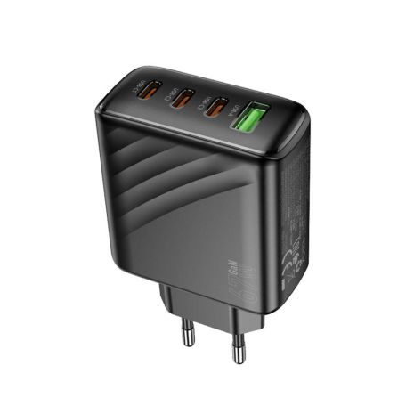 Мережевий зарядний пристрій Hoco CS27A, 3Type-C, 1USB, PD, QC, 67W, Чорний Мережевий зарядний пристрій Hoco CS27A, 3Type-C, 1USB, PD, QC, 67W, Чорний
