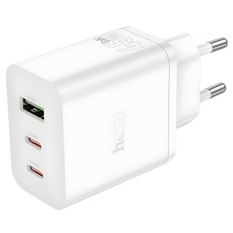 Зарядний пристрій Hoco N50, USB, 2 Type-C, PD 45W, білий