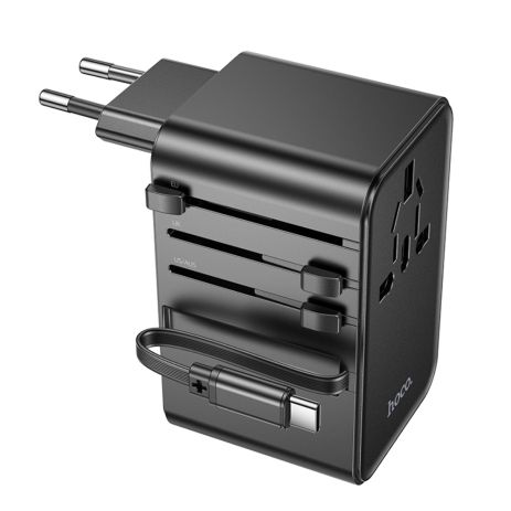 Сетевое зарядное устройство переходник Hoco AC18 2 USB/ Type-C PD 35W black Сетевое зарядное устройство переходник Hoco AC18 2 USB/ Type-C PD 35W black
