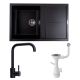 Гранітна мийка SELENA (чорна) + сифон 1041 + змішувач BG77 (чорний) (7950)