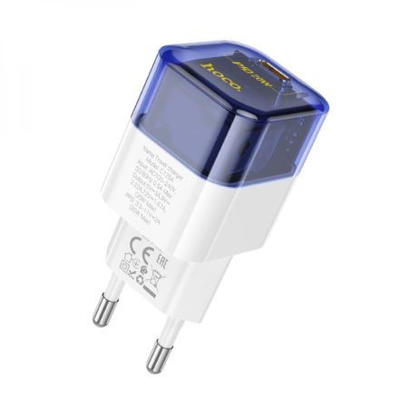 Сетевое зарядное устройство Hoco C125A 20W Type-C прозрачно-синее Сетевое зарядное устройство Hoco C125A 20W Type-C прозрачно-синее