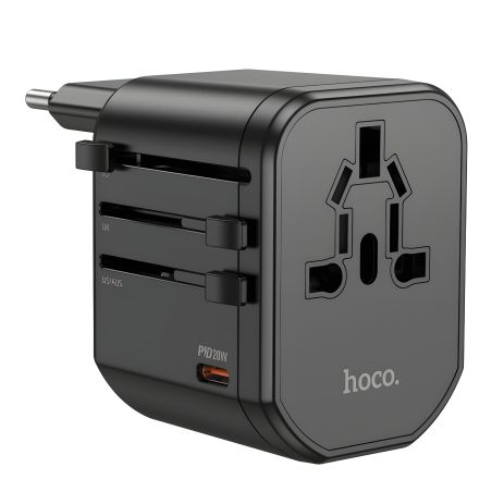 Зарядное устройство сетевое Hoco AC15 2 USB/ Type-C 20W черное Зарядное устройство сетевое Hoco AC15 2 USB/ Type-C 20W черное