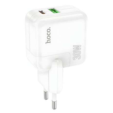 Мережевий зарядний пристрій Hoco C111A Lucky з PD30W та QC3.0, Білий Мережевий зарядний пристрій Hoco C111A Lucky з PD30W та QC3.0, Білий