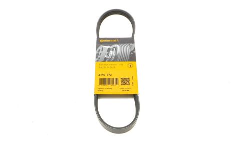 Полікліновий ремінь HYUNDAI i10, KIA CERATO, CONTITECH (4PK673) Полікліновий ремінь HYUNDAI i10, KIA CERATO, CONTITECH (4PK673)
