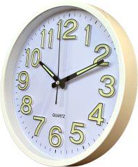 Светящиеся фосфорные настенные часы Бесшумные (30 см) белые Ph-02-B