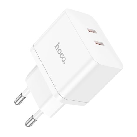 Мережевий зарядний пристрій Hoco N29, 2 Type-C, PD 35W, білий Мережевий зарядний пристрій Hoco N29, 2 Type-C, PD 35W, білий