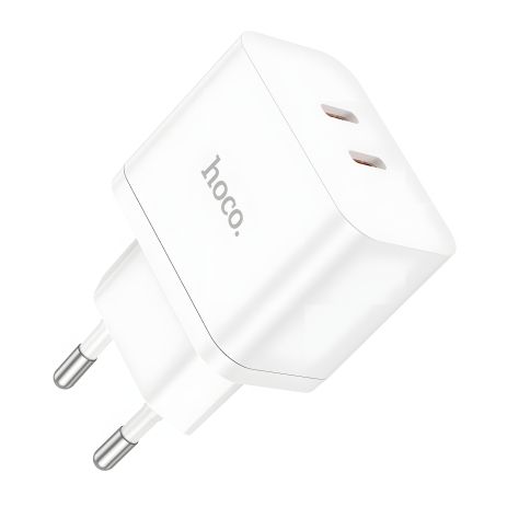 Зарядний пристрій мережевий Hoco N29, 2 Type-C, PD 35W, білий