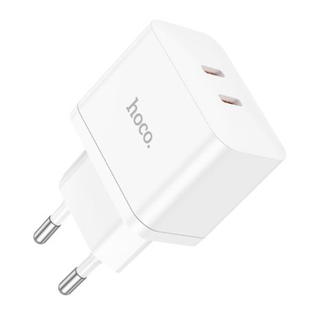 Мережевий зарядний пристрій Hoco N29, 2 Type-C, PD 35W, білий Мережевий зарядний пристрій Hoco N29, 2 Type-C, PD 35W, білий