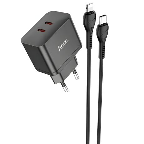 Сетевое Зарядное Устройство Hoco N29 Triumph PD+QC3.0 35W Type-C to Lightning Чёрный Сетевое Зарядное Устройство Hoco N29 Triumph PD+QC3.0 35W Type-C to Lightning Чёрный