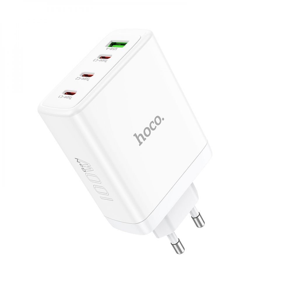 Мережевий зарядний пристрій Hoco N31 Leader, GAN, PD 100W, QC 22.5W, Білий Мережевий зарядний пристрій Hoco N31 Leader, GAN, PD 100W, QC 22.5W, Білий