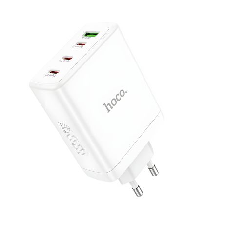 Зарядний пристрій Hoco N31 Leader, GAN, PD 100W, QC 22.5W, Білий