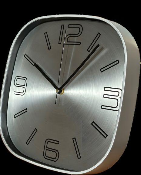 Настінний безшумний годинник металевий (30 см) OH-121-Br QUARTZ сріблястий