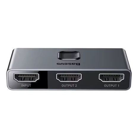 Свитч/Переключатель Двунаправленный Baseus CAHUB-BC0G HDMI 2.1 4K 144Hz HDR 1to2/2to1 для PS5/4/3/TV Box/Xbox/PC Grey-Black