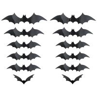 Прикраса Хеллоуїн Кажани 3D ПВХ на стіні Наклейки Страшні реквізити (набір 12 шт.) чорний