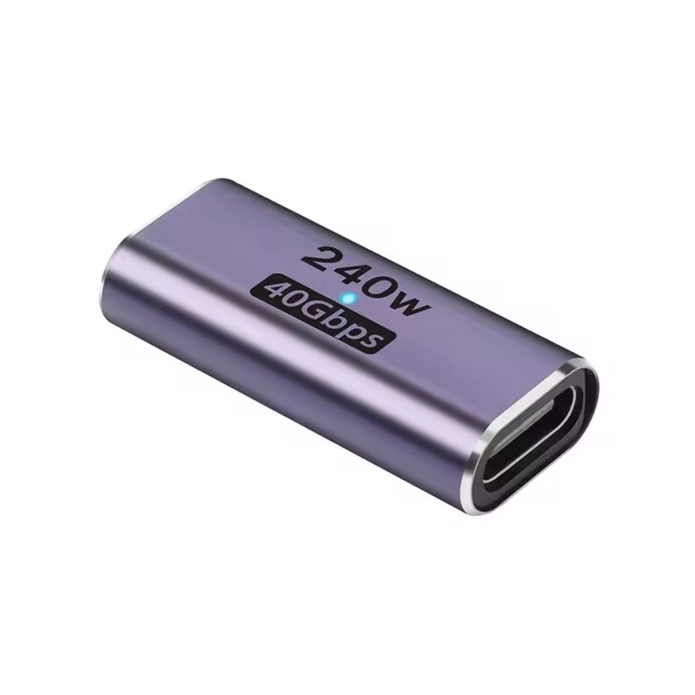 Перехідник (З'єднувач) Type-C Female to Female with PD 240W, 40Gbps, 8K 60hz Video Compatible for Thunderbolt 4, 3, MacBook Pro, Air, iPad, Metal Grey Перехідник (З'єднувач) Type-C Female to Female with PD 240W, 40Gbps, 8K 60hz Video Compatible for Thunderbolt 4, 3, MacBook Pro, Air, iPad, Metal Grey