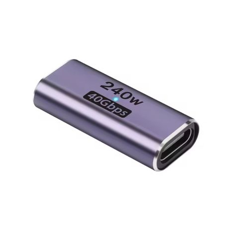 Перехідник (З'єднувач) Type-C Female to Female with PD 240W, 40Gbps, 8K 60hz Video Compatible for Thunderbolt 4, 3, MacBook Pro, Air, iPad, Metal Grey Перехідник (З'єднувач) Type-C Female to Female with PD 240W, 40Gbps, 8K 60hz Video Compatible for Thunderbolt 4, 3, MacBook Pro, Air, iPad, Metal Grey