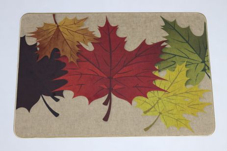 Коврик впускной из льна на эластичной резиновой основе 60x990 см Leaf 5392/6