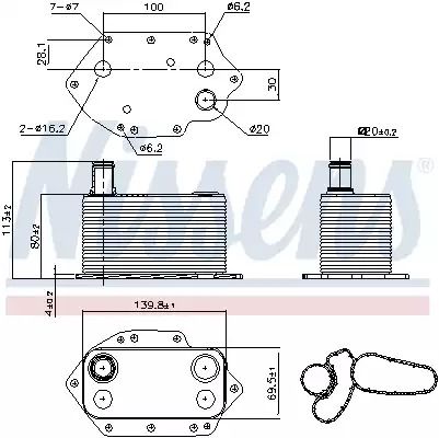 Радиатор масляный BMW 5/7/X5/X6 (Nissens) Радиатор масляный BMW 5/7/X5/X6 (Nissens)