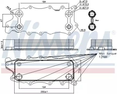 Радиатор масляный MERCEDES C-CLASS W 204 (07-)(Nissens) Радиатор масляный MERCEDES C-CLASS W 204 (07-)(Nissens)