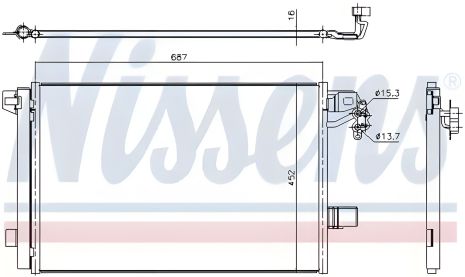 Радіатор кондиціонера для VW TRANSPORTER T5 (03-) 2.0 TDi від Nissens (940345)