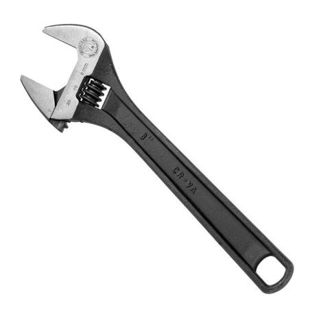 Разводной ключ, 200 мм, Cr-V, черный, фосфатированный INTERTOOL XT-0058