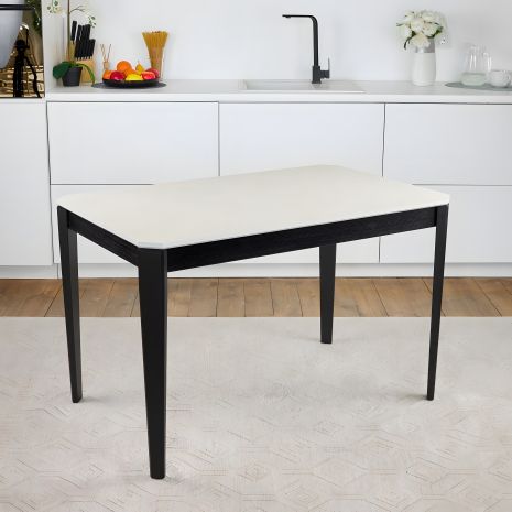 Кухонний обідній розкладний стіл Onto Рікардо 120, перлинний зі чорними ніжками