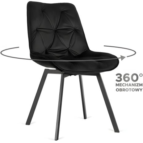 Поворотный стул марко, черный велюр