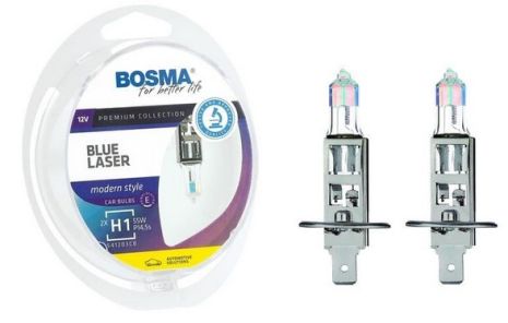 Автолампа H1 BLUE LASER 12V 55W P14,5S Упаковка 2шт, BOSMA (5633) Автолампа H1 BLUE LASER 12V 55W P14,5S Упаковка 2шт, BOSMA (5633)