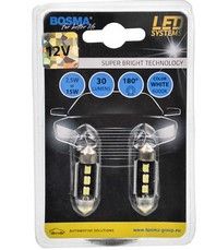Автолампа SV8,5 LED 12V 3XSMD 2828 LED WHITE 10x31 (2 шт), BOSMA (3765) Автолампа SV8,5 LED 12V 3XSMD 2828 LED WHITE 10x31 (2 шт), BOSMA (3765)