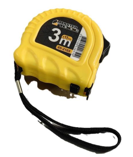 Рулетка 3 м х 13 мм фіксатор полотна кнопка STOP протиковзкий гачок MASTERTOOL 65-2103 Рулетка 3 м х 13 мм фіксатор полотна кнопка STOP протиковзкий гачок MASTERTOOL 65-2103