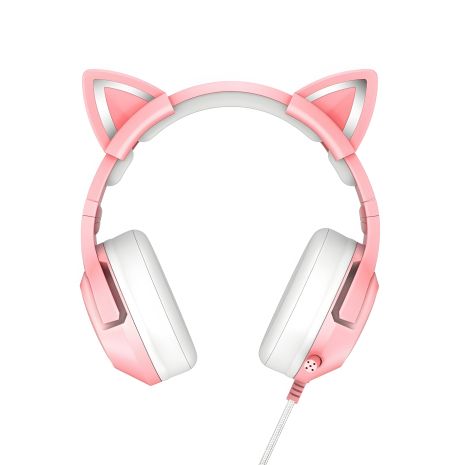 Ігрова дротова гарнітура ONIKUMA Gaming CAT with LED K9, USB, 3.5mm, 2.2m, pink