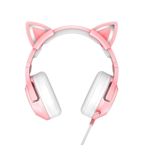 Дротова ігрова гарнітура ONIKUMA Gaming CAT with LED K9, USB, 3.5mm, 2.2m, pink Дротова ігрова гарнітура ONIKUMA Gaming CAT with LED K9, USB, 3.5mm, 2.2m, pink