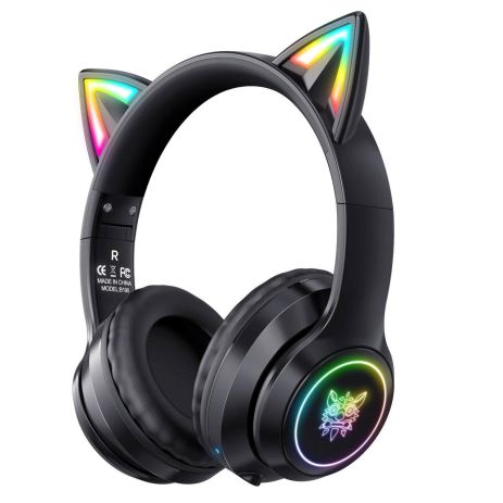 Накладні навушники ONIKUMA Bluetooth Gaming CAT with LED B90, 800mAh, BT5.0, AUX, 800mAh, 15h, black Накладні навушники ONIKUMA Bluetooth Gaming CAT with LED B90, 800mAh, BT5.0, AUX, 800mAh, 15h, black