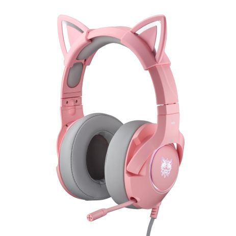 Накладні навушники ONIKUMA Gaming CAT with LED K9 7.1, USB, 2x3.5mm, 2.2m, pink Накладні навушники ONIKUMA Gaming CAT with LED K9 7.1, USB, 2x3.5mm, 2.2m, pink