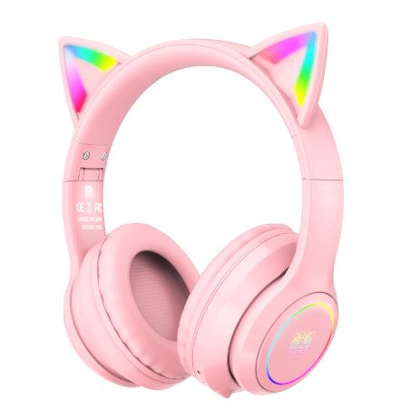 Накладні навушники ONIKUMA Bluetooth Gaming CAT with LED B90, 800mAh, BT5.0, AUX, 800mAh, 15h, pink Накладні навушники ONIKUMA Bluetooth Gaming CAT with LED B90, 800mAh, BT5.0, AUX, 800mAh, 15h, pink