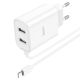 Мережевий зарядний пристрій Hoco C103A, 2 USB, білий, з кабелем Lightning Мережевий зарядний пристрій Hoco C103A, 2 USB, білий, з кабелем Lightning