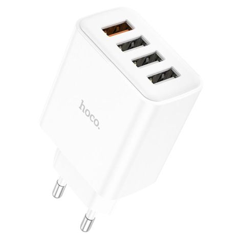 Мережевий зарядний пристрій Hoco C102A, 4 USB, QC, 18W, білий Мережевий зарядний пристрій Hoco C102A, 4 USB, QC, 18W, білий