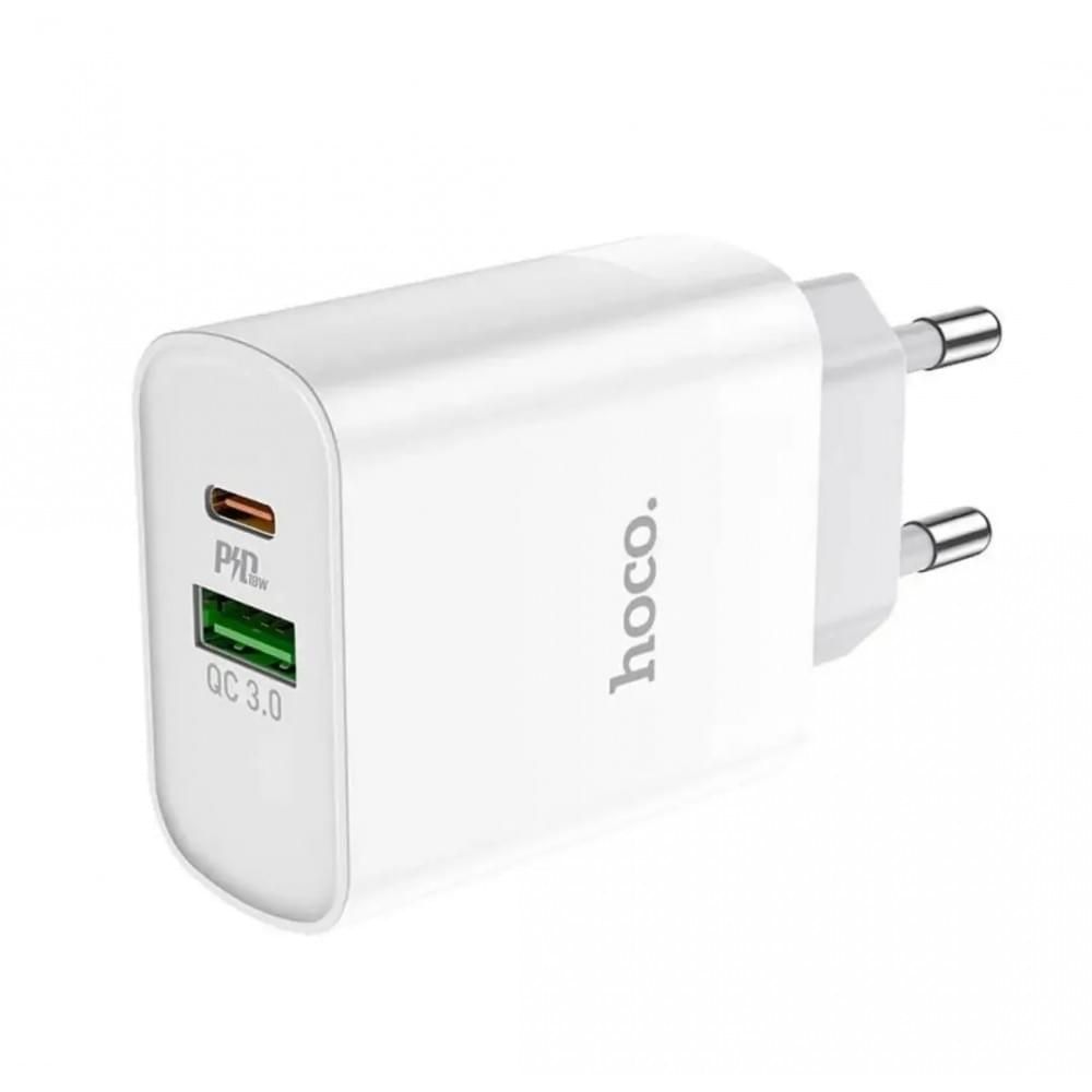 Сетевое зарядное устройство Hoco C80A USB/ Type-C QC PD белое Сетевое зарядное устройство Hoco C80A USB/ Type-C QC PD белое