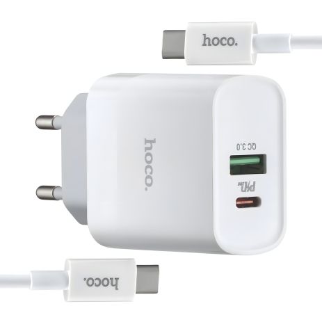 Зарядка Hoco C80A PD 20W + QC3.0 Type-C to Type-C White