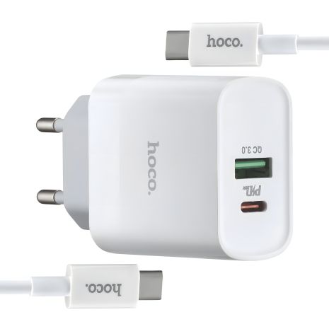 Мережевий зарядний пристрій Hoco C80A, PD 20W з кабелем Type-C