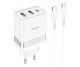 Мережевий зарядний пристрій Hoco N21 Pro, 2 USB, Type-C, PD, 30W, білий, кабель Type-C to Type-C Мережевий зарядний пристрій Hoco N21 Pro, 2 USB, Type-C, PD, 30W, білий, кабель Type-C to Type-C